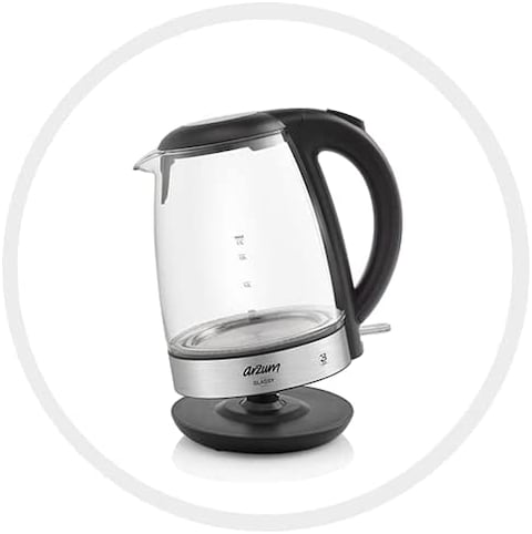 Arzum Glassy Kettle, Electric tea water boiler, with Blue LED Indicator Light, AR3071