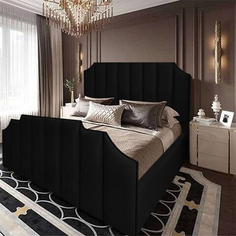 In House Taj Velvet Bed Frame - Single - 200x100 cm - Black