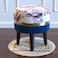Wooden Twist Blush Puffy Ottoman Stool For Living Room ( Purple &amp; Blue )
