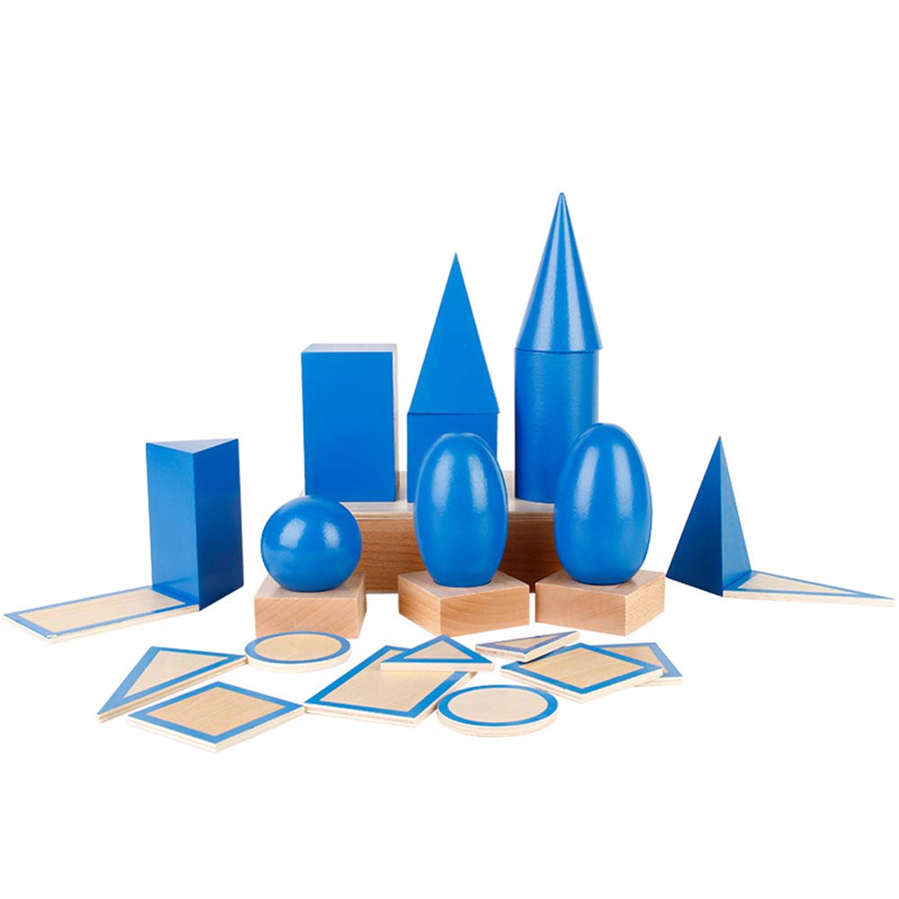 Buy ZZKOKO Large 3D Shapes Geometric Solids Wooden Montessori Toys Math ...