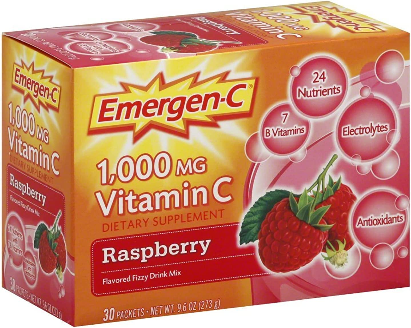 Buy Alacer Emergen-C Dietary Supplement (30 Count, Raspberry Flavor ...