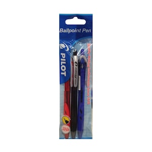 Pilot Rexgrip Ballpoint Pen 3 PC Mixed Colors Pack