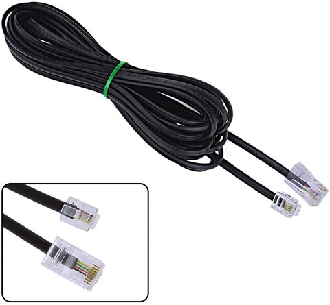 RJ11 6P4C to RJ45 8P8C Black Telephone Plug Connector Cable Handmade (10M)
