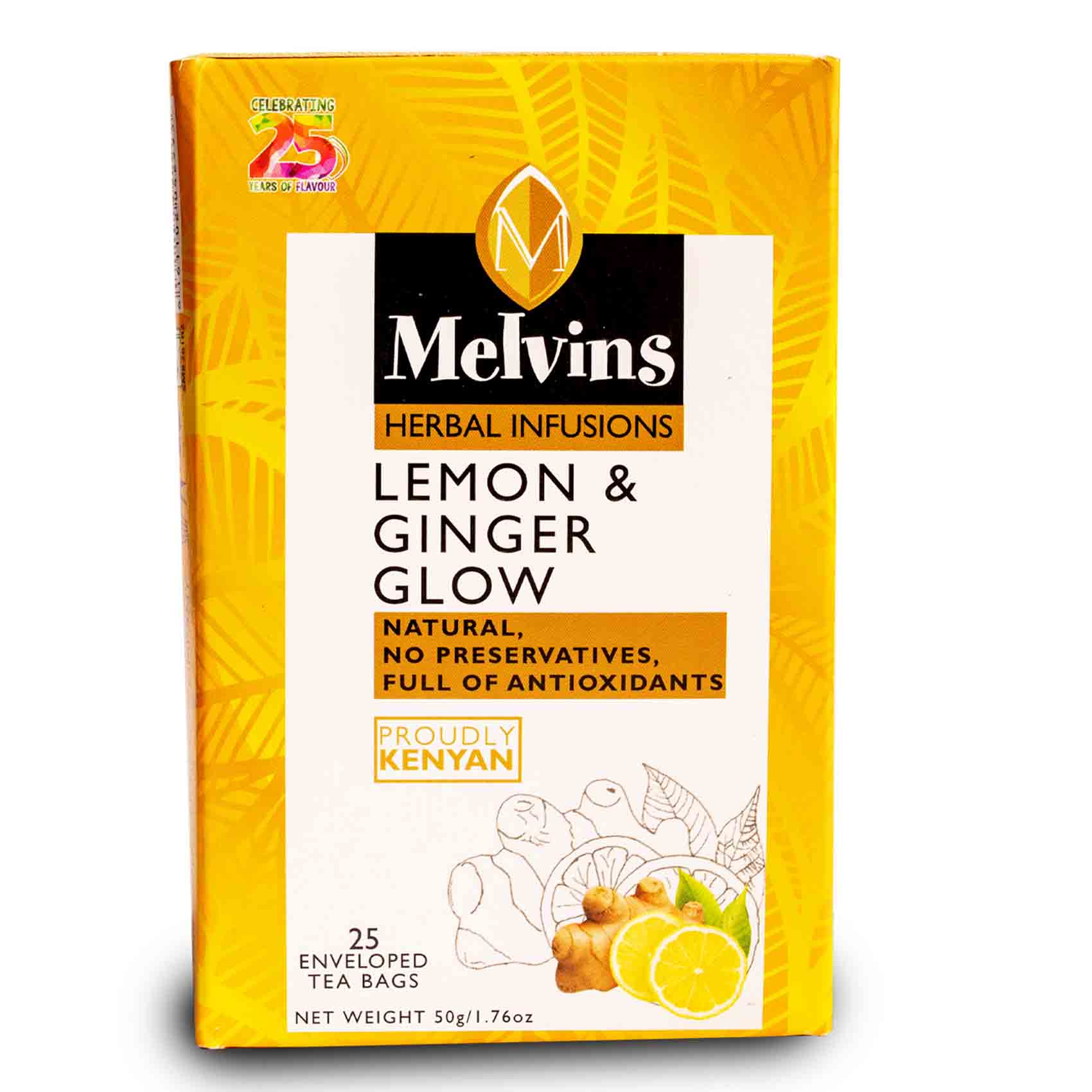 Melvins Lemon and Ginger Tea Bags 25 Count