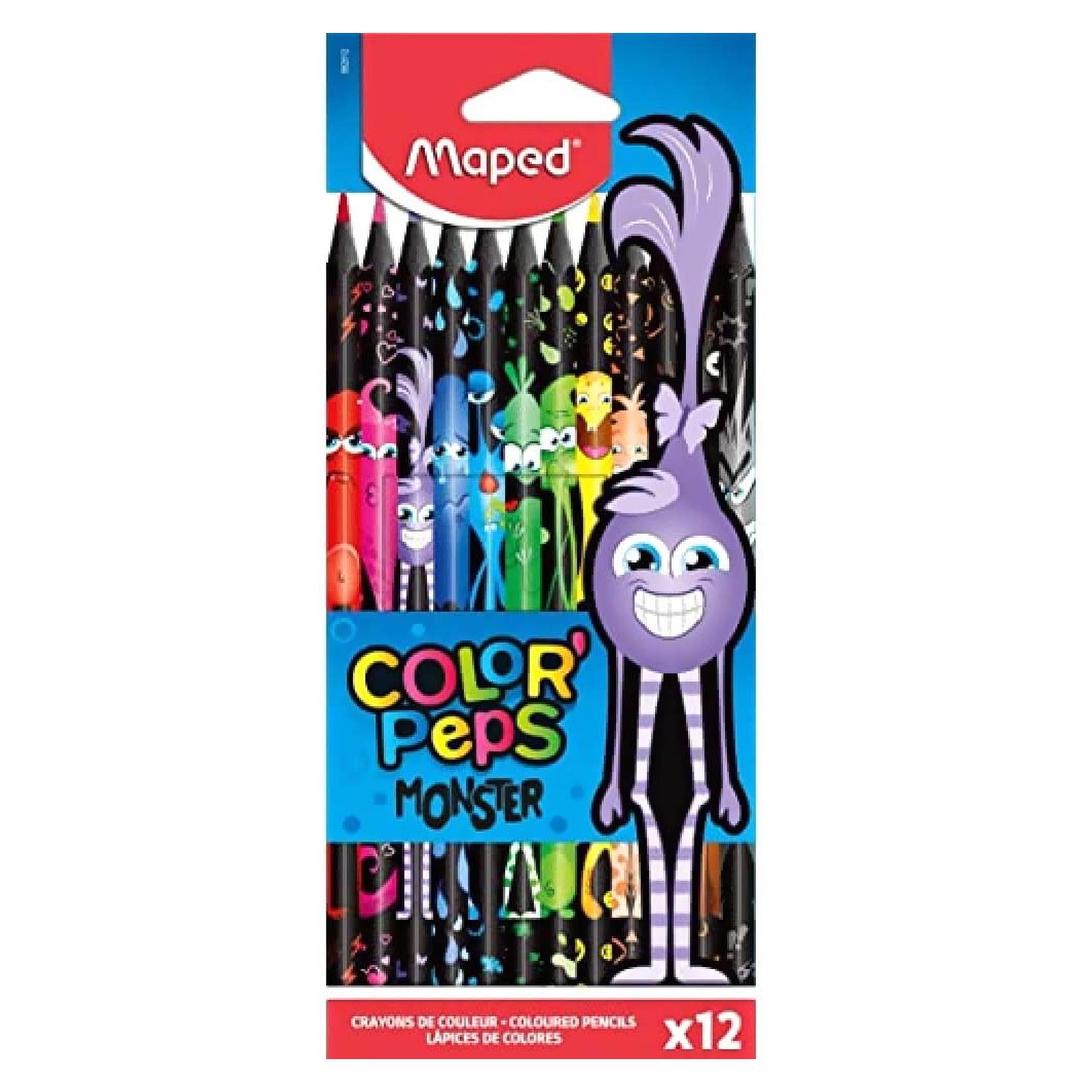 Maped Monster Color&#39; Peps Coloured Pencils Multicolour 12 PCS