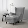 In House 2 Pieces Chair King Velvet With Two Wings And FootStool - Gray - E3