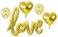 Party Time 5pcs Gold Love Foil, Latex &amp; Confetti Balloons Set, Valentines Day Balloons for Valentines Day Decorations Love Balloon for Proposal, Wedding and Anniversary Decorations