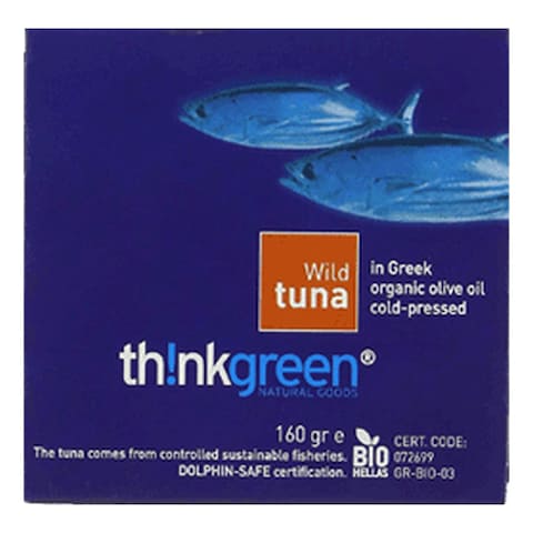 Thinkgreen Wild Tuna in Greek Organic Olive Oil 160g