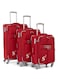 Senator Soft Shell Trolley Luggage Set of 3 For Unisex Ultra Lightweight Expandable Suitcase With 4 Wheels LL003 Red