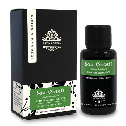 Aroma Tierra - Basil Essential Oil (Sweet Basil) - Aroma Tierra - 100% Pure &amp; Natural - 30Ml
