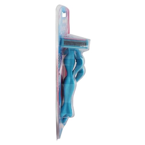 Super Max Syrine 4 Blades Disposable Razors For Women Blue