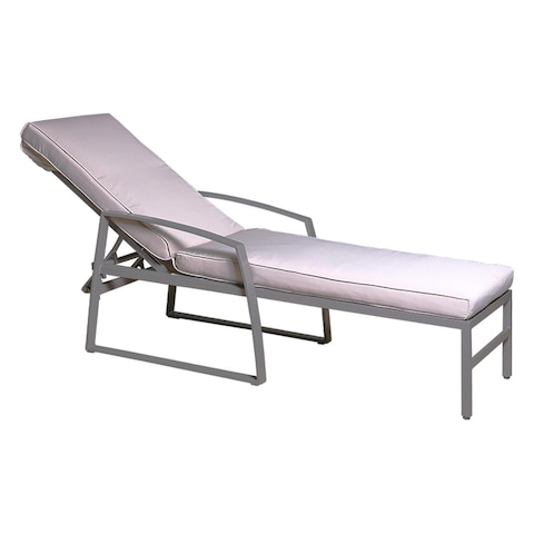 ALUMINIUM SUNLOUNGER WITH GREY CUSHION