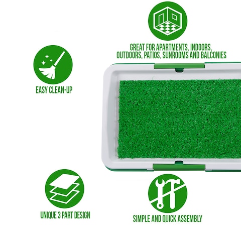 Decdeal - Dog Litter Box Pad Potty Training Synthetic Grass Mesh Tray 3 Layer Pet Toilet for Dogs Indoor Outdoor Use