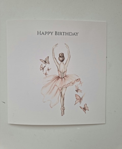 Single Ballerina with Butterflies Birthday Card