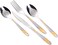 Royalford 25 Piece Stainless Steel Cutlery Set With Display Stand RF10315, Gold Plated