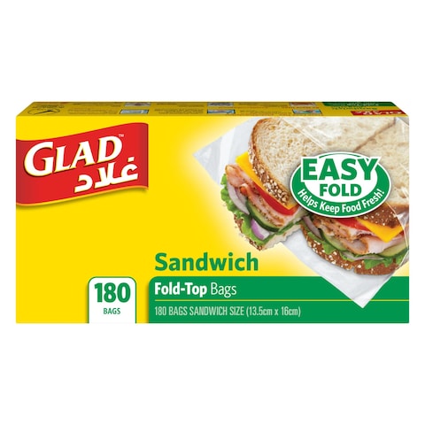 GLAD SANDWICH FOLD TOP BAGS  13.5CMX16CM  X180