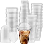 اشتري 200 - SET - Plastic Clear  Cup With Dome Lid - 12oz (355ml) Take a way - Disposable - Party Cups في الامارات