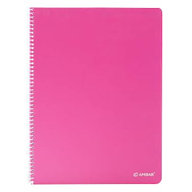 أمبار A4 دفتر ملاحظات مدرسي مربع الشكل بسلك لولبي 100 ورقة - وردي