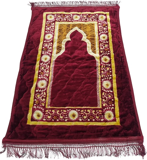 Fabienne Thick Foam Prayer Mat Anti-Slip Flannel Prayer Rug Printed 80 x 120 cm Maroon