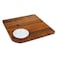 BILLI Wooden Serving Board with 1pc Ceramic Dip Bowl, Wooden Steak Plate Food Platter