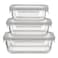 Ikoo Glass Rectangle Borosilicate Glass Food Container Set with Lid 3 PCS