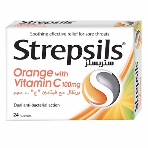 Strepsils Orange With Vitamin C Tablets 24 Pieces