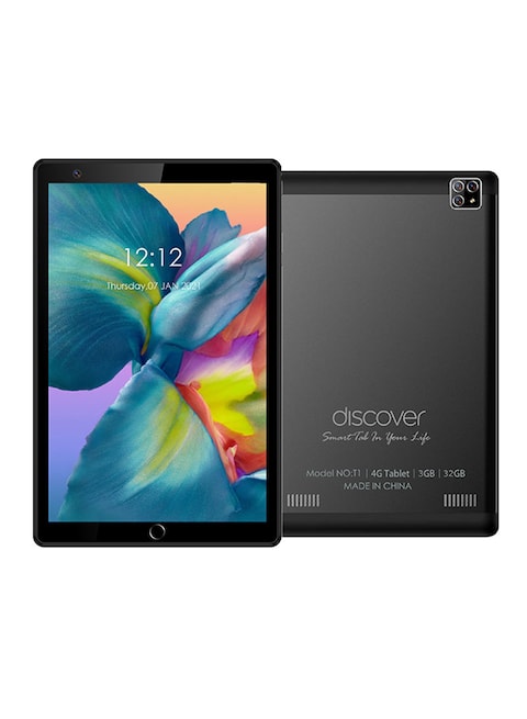 Discover T1 Tablet 4G SIM, 32GB, 8- Inch, Black