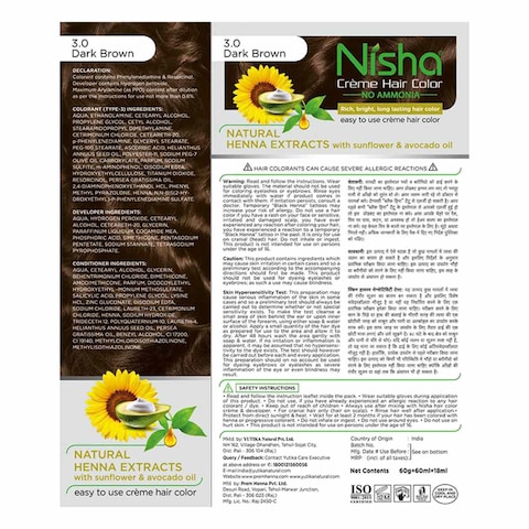 NISHACR?ME DARK BROWN H.COLOR138ML