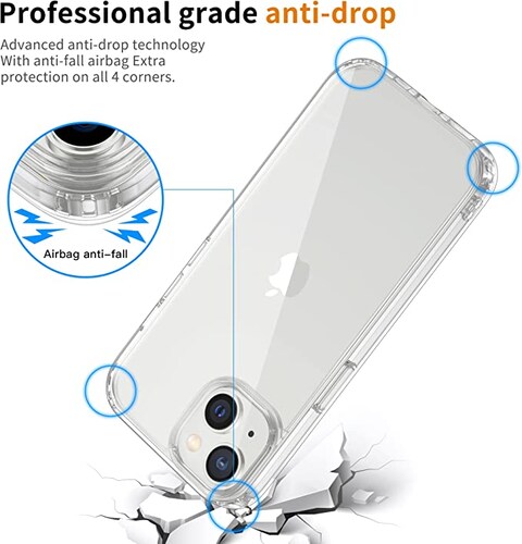 SHOWAY Case Cover for iPhone 14 (6.1-Inch), Hard Back Slim Shockproof Bumper Cover Anti-Scratch Crystal Clear Case for iPhone 14 6.1