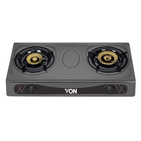 Von VAC7K202T Table Top 2 Brass Burner Black