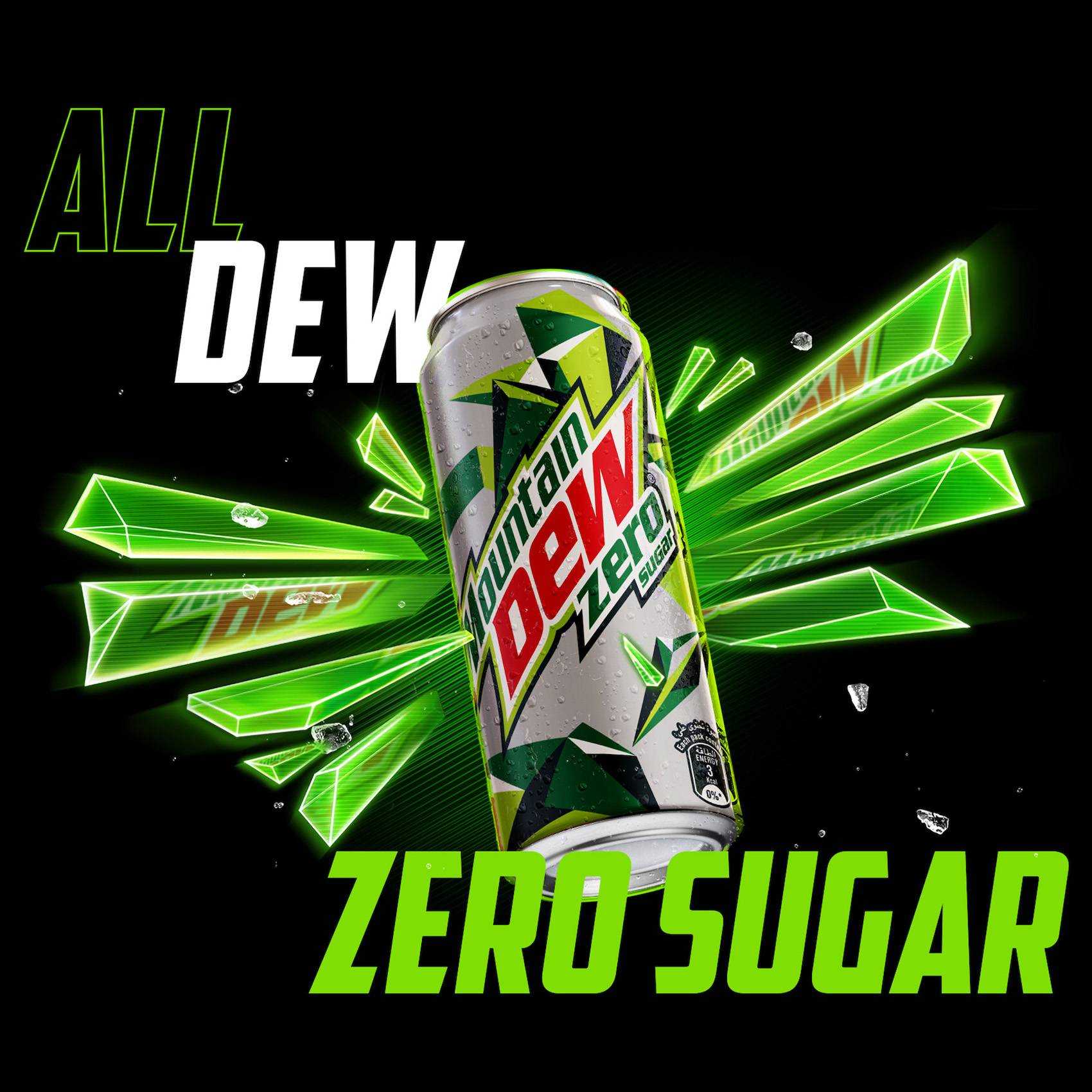 Mountain Dew Zero Sugar Free Soft Drink Can 330ml Pack of 6