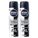 Buy NIVEA MEN Black  White Invisible Antiperspirant Deodorant Spray, Original, 72H Active Protection, 150ml, Pack of 2 in UAE