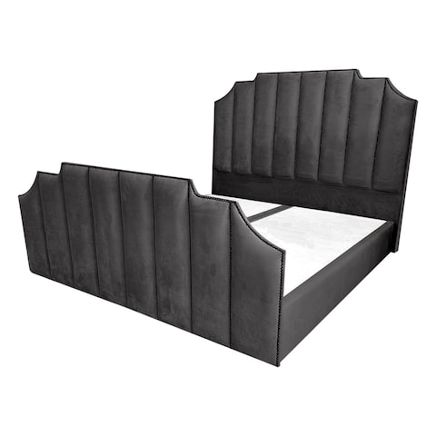 إن هاوس تاج هيكل سرير منجد بالمخمل - نفر ونص - 200×150 سم - رمادي غامق
