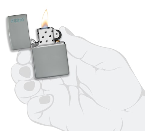 Zippo 49452ZL Flat Grey Zippo Logo Genuine Lighter, Grey