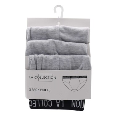 La Collection Solid Pattern Briefs For Men S 3 Pieces Grey Marl
