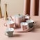 Lovely Modern Irregular Pink Green Petals Shape Teapot Minimalist Sublimation Ceramic Coffee Mug Sets With Tray