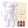 DIY CREATE YOUR OWN UNIQUE ACRYLIC FLUID POURING PAINT BEAR (7 inch - 18 cm) COMPLETE SET, Colors: Silver, Black, Orange. Art and Crafts, Customize Handmade Creative Birthday Gift