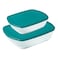Pyrex Cook &amp; Store Glass Casserole Set Green And Clear 1.1L+ 2.5L 2 PCS