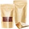Food Pouches 12pcs Size 20x12x4cm, Kraft Stand Up Food Bags, Zip Lock Reusable Packing Pouches with Transparent Window and Tear Notch Thicken Heat Sealable, or Storing, Cookie and Snack, Paper pouch