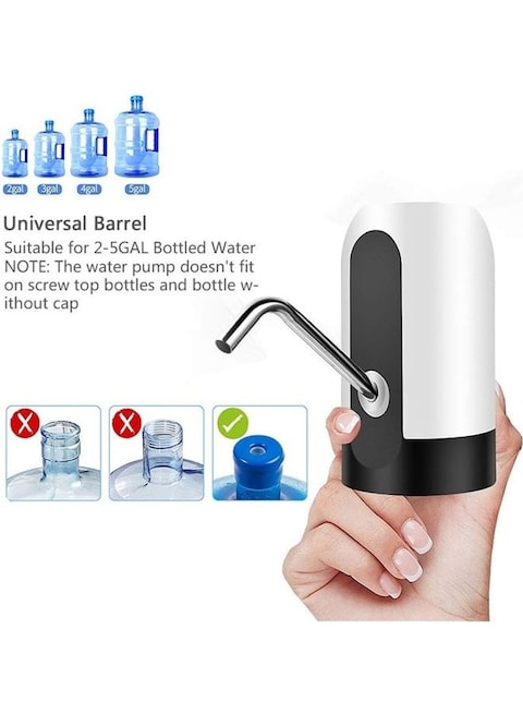 Generic Portable USB Charging Electric Pumping Automatic Water Dispenser White 7x12x7cm