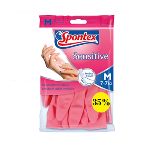 Spontex Gloves Sensitive Medium Size 7-7.5 -35% Off 