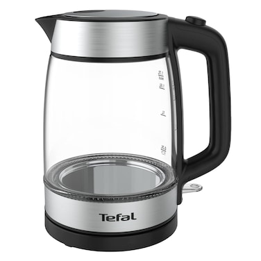 Tefal Glass Kettle, 1.7 L Electric Kettle, Concealed Heating Element, Cordless 360&deg; Design, Removable Anti-Scale Filter, Precision Spout, Easy-Viewing Water Level, Assisted Lid Opening, KI700827