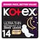 Kotex Ultra Thin Pads, Overnight Protection Sanitary Pads with Wings, 14 Sanitary Pads