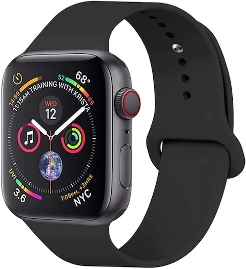 Wafi Compatible Apple Watch Band 42mm, 44mm, Soft Silicone Sport, Black