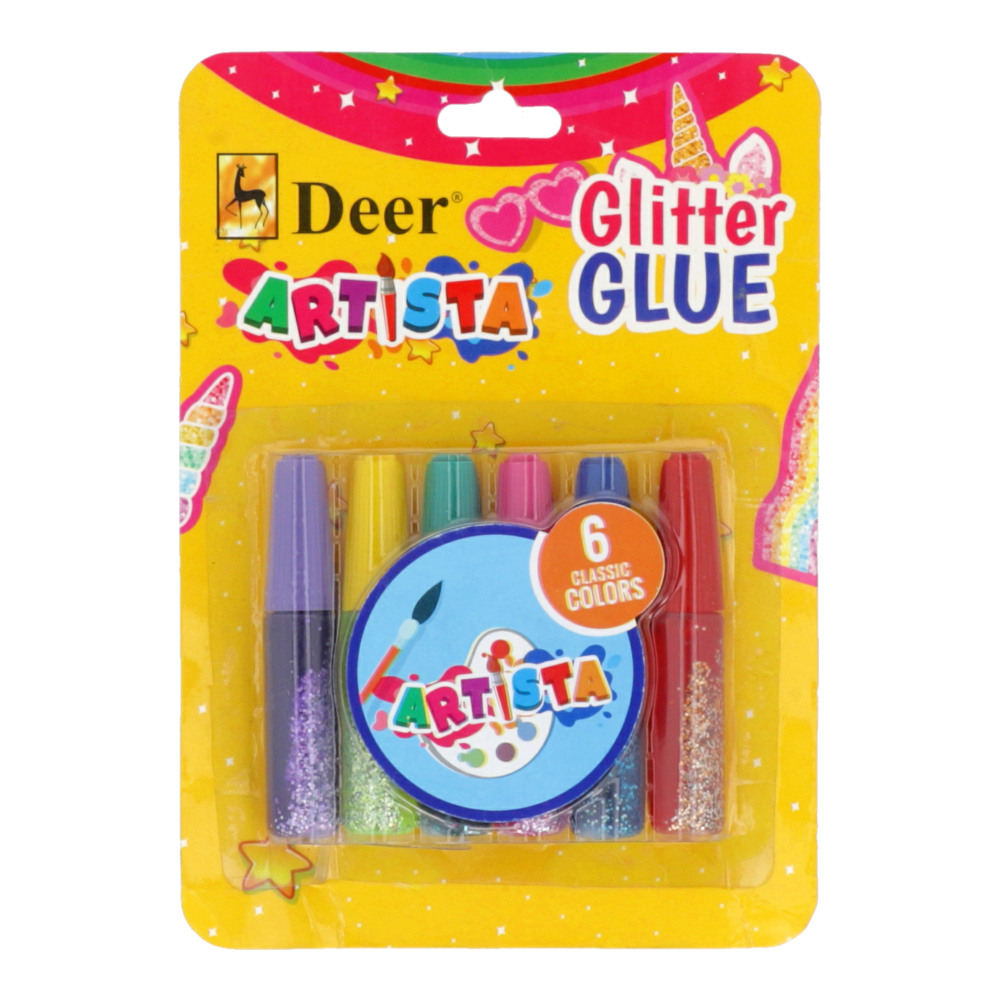 DEER GLITTER GLUE TUBE BLISTER 6