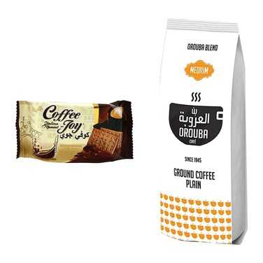 بن العروبة سادة وسط - 200 جرام + كوفي جوي بسكوت بالقهوة - 45 جرام