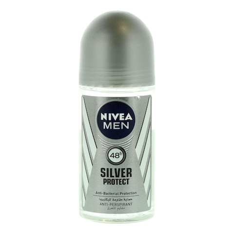 Buy NIVEA MEN Antiperspirant Roll-on for Men, 48h Protection, Silver Protect Antibacterial, 50ml in Saudi Arabia