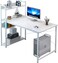 Computer Desk with Shelves, 4 Tier Study Table with Bookshelf, Home Office Computer Workstation, Computer Table Gaming Table Office Desk Corner Desk with Shelves, Easy to Assemble (H120A-White)