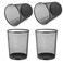 Set of 4 Multipurpose Metal Mesh Waste Bin For Office, Home, Kitchen H 34 x W 29.5 Cm BLACK
