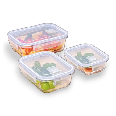 رينامورا طقم علب حفظ طعام زجاج - 3 قطع